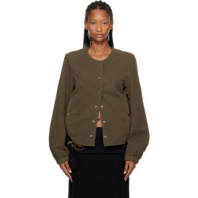 Dries Van Noten Dries Van Noten Khaki Collarless Jacket