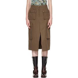 Dries Van Noten Dries Van Noten Khaki Cotton Poplin Cargo Midi Skirt