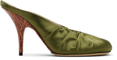 Dries Van Noten Dries Van Noten Khaki Satin Mule Heels
