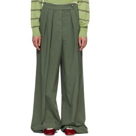 Dries Van Noten Dries Van Noten Khaki Wide Pleated Trousers