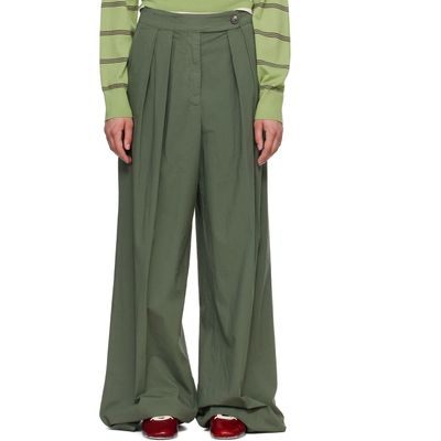 Dries Van Noten Dries Van Noten Khaki Wide Pleated Trousers