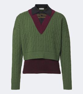 Dries Van Noten Dries Van Noten Layered wool and cotton polo sweater