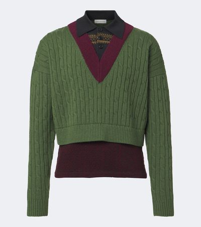 Dries Van Noten Dries Van Noten Layered wool and cotton polo sweater