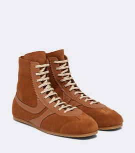 Dries Van Noten Dries Van Noten Leather-trimmed suede high-top sneakers
