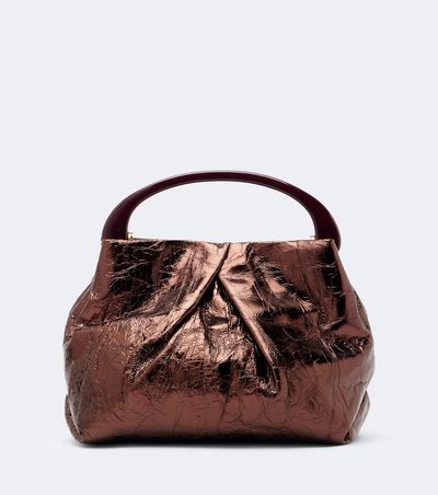 Dries Van Noten Dries Van Noten Mini metallic leather top-handle bag