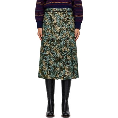 Dries Van Noten Dries Van Noten Multicolor Floral Jacquard Midi Skirt