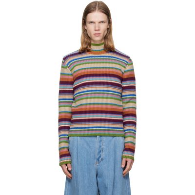 Dries Van Noten Dries Van Noten Multicolor Ribbed Wool Turtleneck