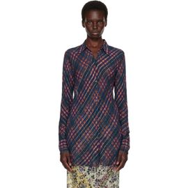 Dries Van Noten Dries Van Noten Navy & Red Fitted Lurex Shirt