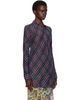 Dries Van Noten Dries Van Noten Navy & Red Fitted Lurex Shirt - 2