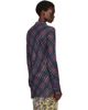 Dries Van Noten Dries Van Noten Navy & Red Fitted Lurex Shirt - 3
