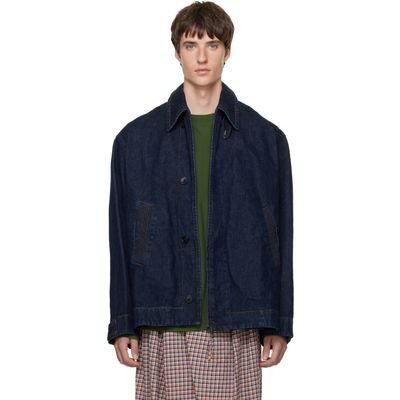 Dries Van Noten Dries Van Noten Navy Buttoned Denim Jacket
