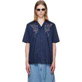 Dries Van Noten Dries Van Noten Navy Cotton Appliqué Shirt