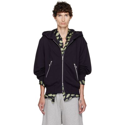 Dries Van Noten Dries Van Noten Navy Cotton Zip Hoodie