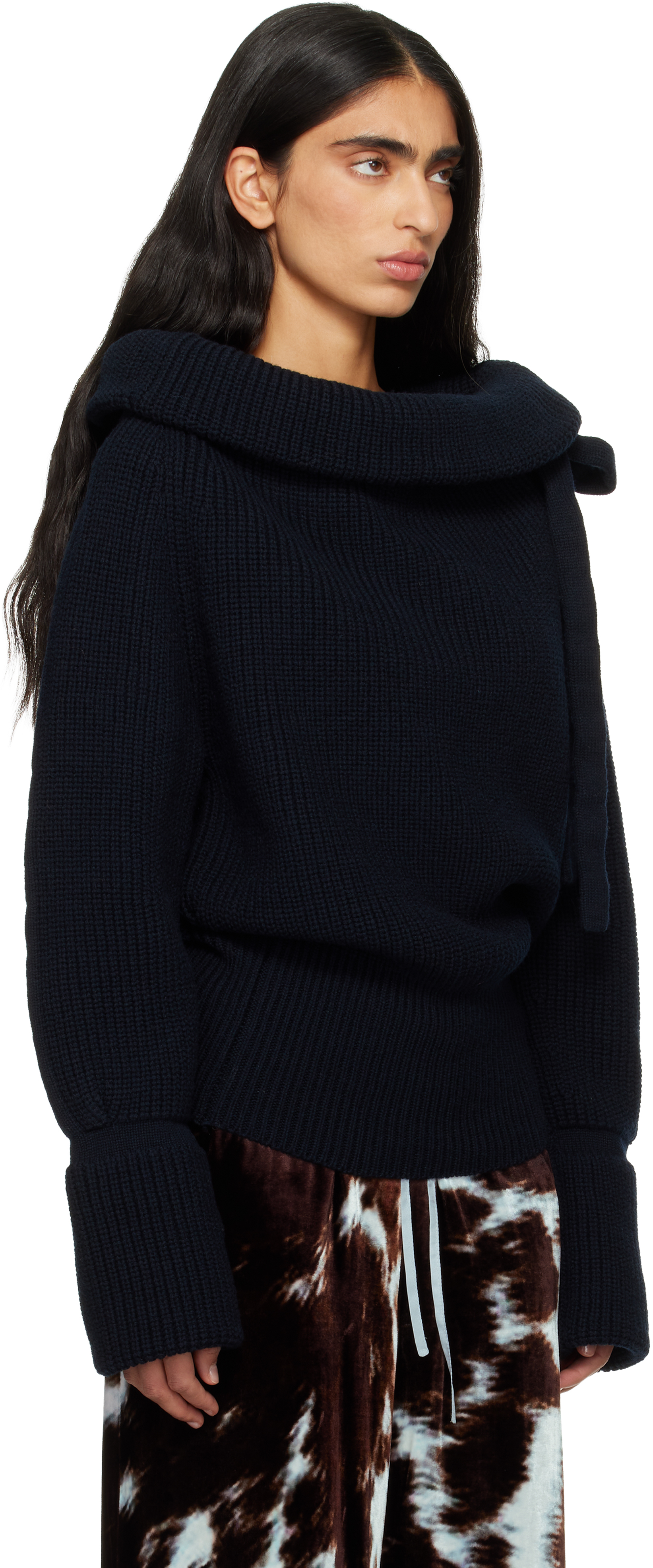 Dries Van Noten - Navy Drawstring Turtleneck