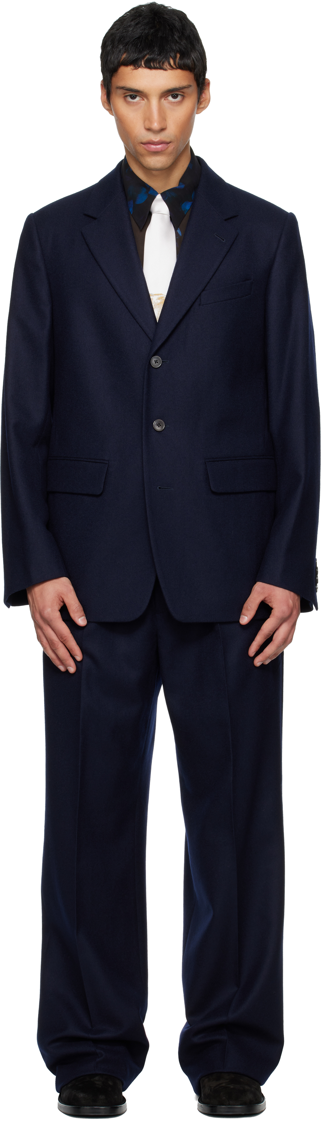 dries van noten ネイビースーツ Dries Van Noten - Navy Loose Fit Suit