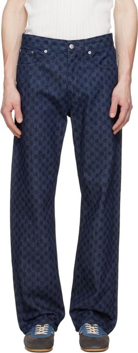 Dries Van Noten Dries Van Noten Navy Printed-Graphic Jeans