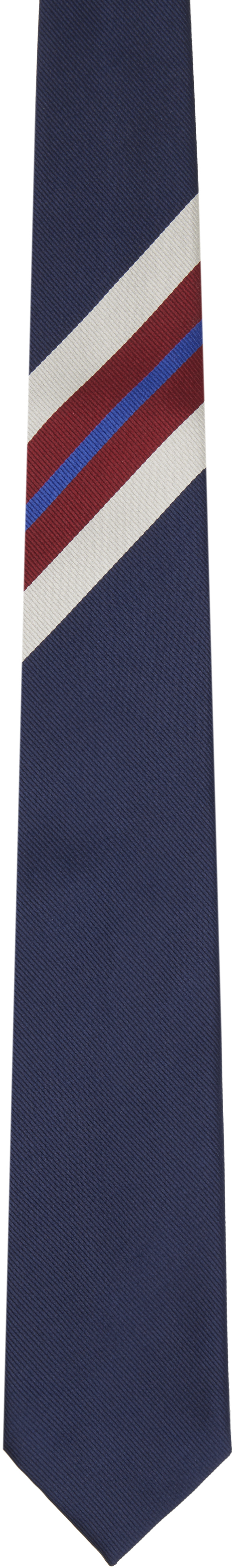Dries Van Noten - Navy Printed Silk Tie