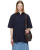 Dries Van Noten Dries Van Noten Navy Short Sleeve Cotton Shirt - 1