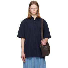 Dries Van Noten Dries Van Noten Navy Short Sleeve Cotton Shirt