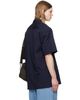 Dries Van Noten Dries Van Noten Navy Short Sleeve Cotton Shirt - 3