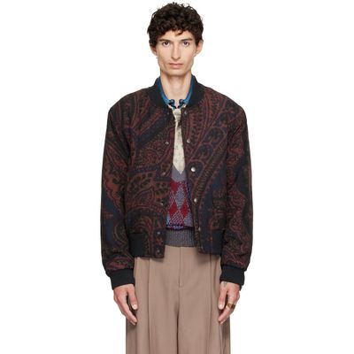 Dries Van Noten Dries Van Noten Navy Wool Bomber Jacket