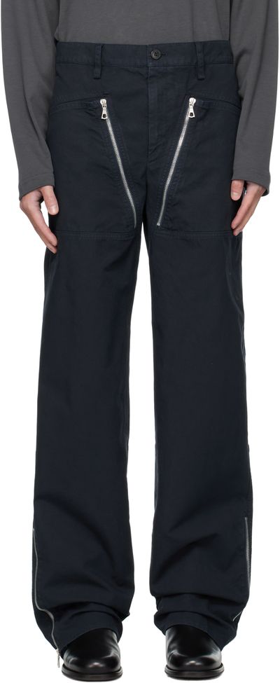 Dries Van Noten Dries Van Noten Navy Zip Trousers