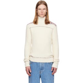 Dries Van Noten Dries Van Noten Off-White Rib-Knit Wool Turtleneck