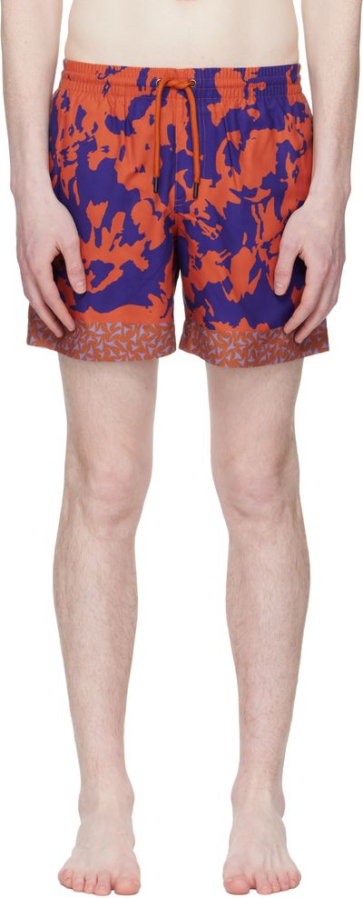 Dries Van Noten Dries Van Noten Orange & Purple Printed Swim Shorts