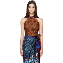 Dries Van Noten Dries Van Noten Orange Jacquard Wrap Top