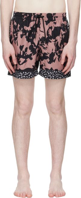Dries Van Noten Dries Van Noten Pink & Black Printed Swim Shorts