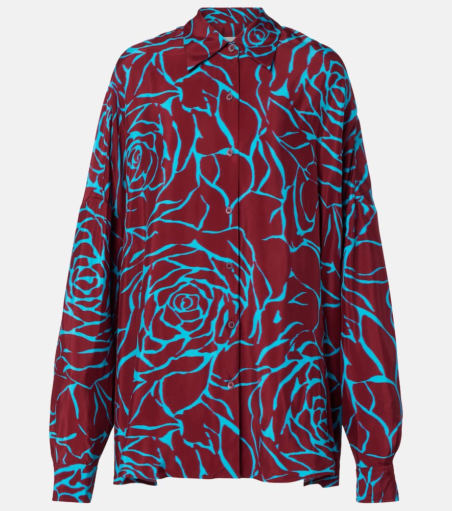 Dries Van Noten - Printed oversized satin shirt
