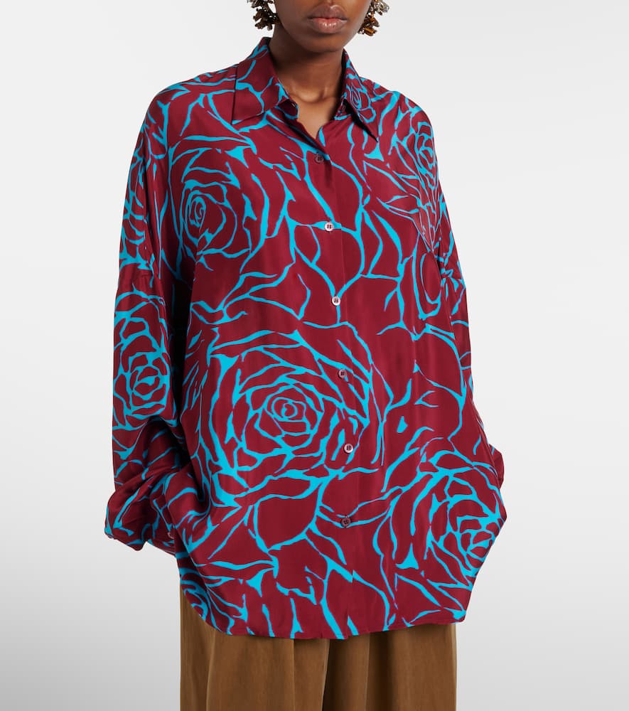 Dries Van Noten - Printed oversized satin shirt