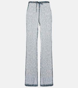 Dries Van Noten Dries Van Noten Printed sheer silk wide-leg pants