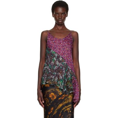 Dries Van Noten Dries Van Noten Purple & Green Silk Top
