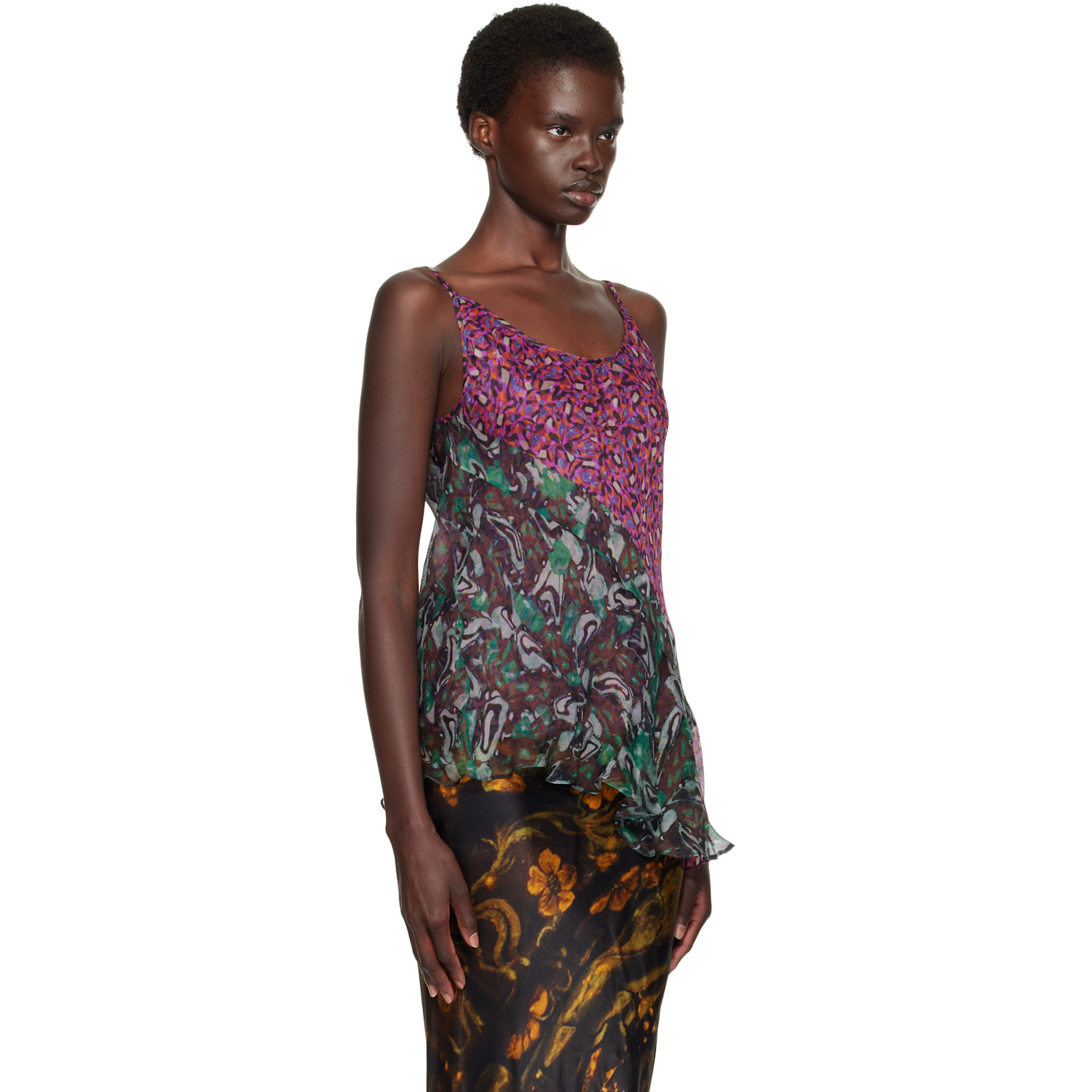 Dries Van Noten - Purple & Green Silk Top