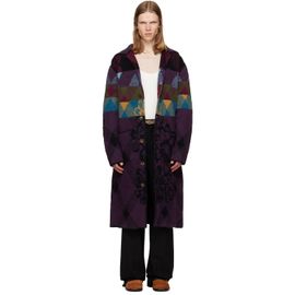 Dries Van Noten Dries Van Noten Purple Patchwork Wool Cardigan Coat
