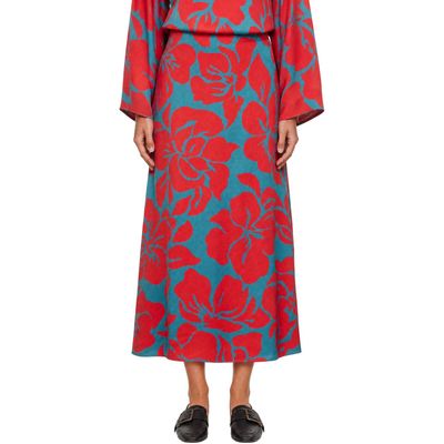 Dries Van Noten Dries Van Noten Red & Blue Floral Maxi Skirt