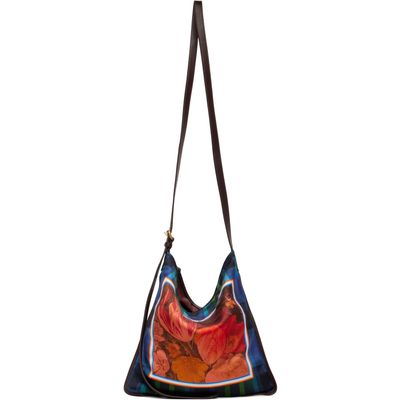 Dries Van Noten Dries Van Noten Red & Blue Medium Scarf Print Shoulder Bag