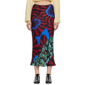 Dries Van Noten Dries Van Noten Red & Blue Printed Midi Skirt