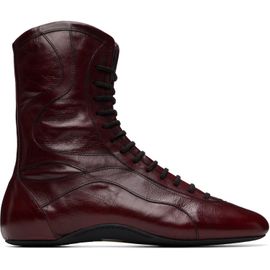 Dries Van Noten Dries Van Noten Red Leather High Top Sneakers