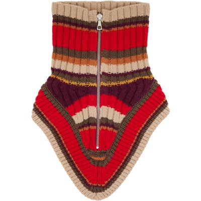 Dries Van Noten Dries Van Noten Red Wool Zip Collar Scarf