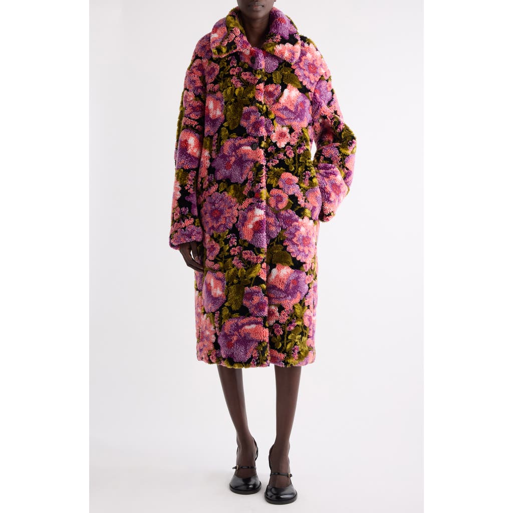 Dries Van Noten - Rendas Floral Jacquard High Pile Fleece Coat