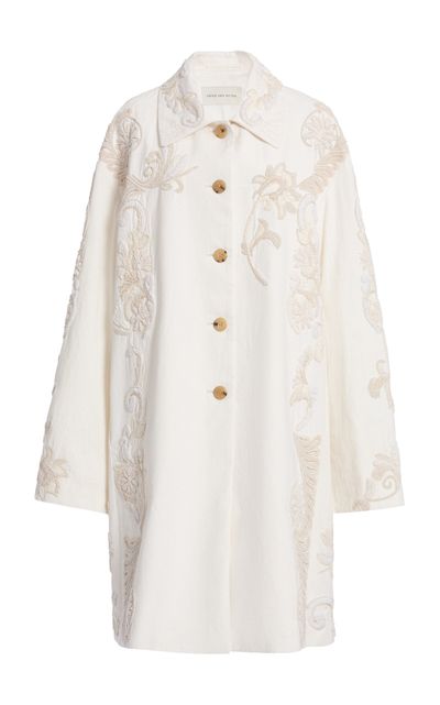 Dries Van Noten Dries Van Noten Rondero Embroidered CottonCanvas Coat OffWhite M