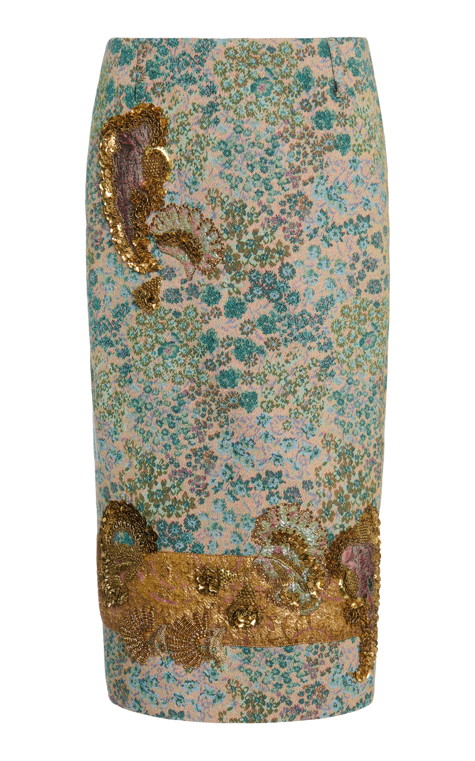 Dries Van Noten Dries Van Noten Sentista Embellished CottonBlend Midi Skirt