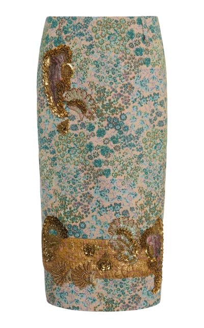 Dries Van Noten Dries Van Noten Sentista Embellished CottonBlend Midi Skirt