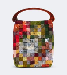 Dries Van Noten Dries Van Noten Small sequined patchwork top-handle bag