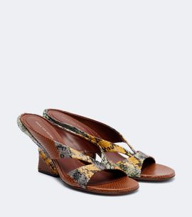 Dries Van Noten Dries Van Noten Snake-effect leather wedge sandals