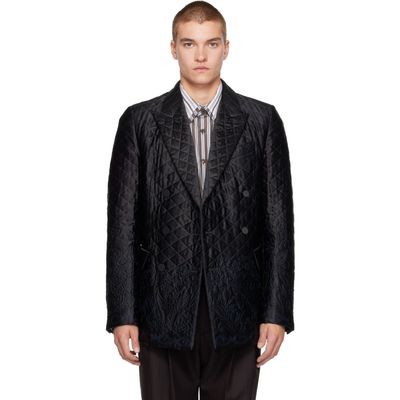 Dries Van Noten Dries Van Noten SSENSE Exclusive Black Quilted Silk Blazer