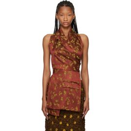 Dries Van Noten Dries Van Noten Tan Backless Jacquard Blouse