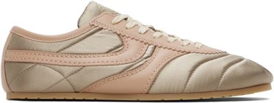 Dries Van Noten Dries Van Noten Taupe & Pink Satin Sneakers